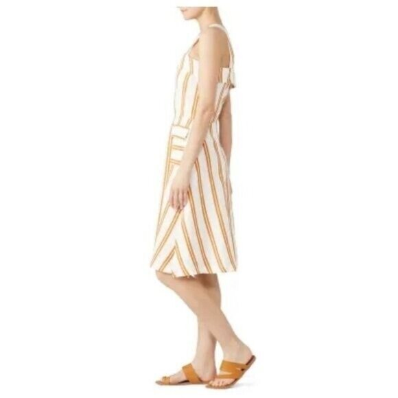 Sancia Maise Striped Side Slit Tencel Linen Dress in Maryel Stripe Size S - Picture 4 of 11